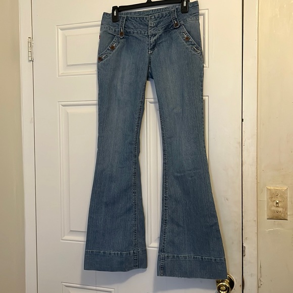YMI Denim - Ymi light blue denim flare wide legged bell bottom jeans. Low rise